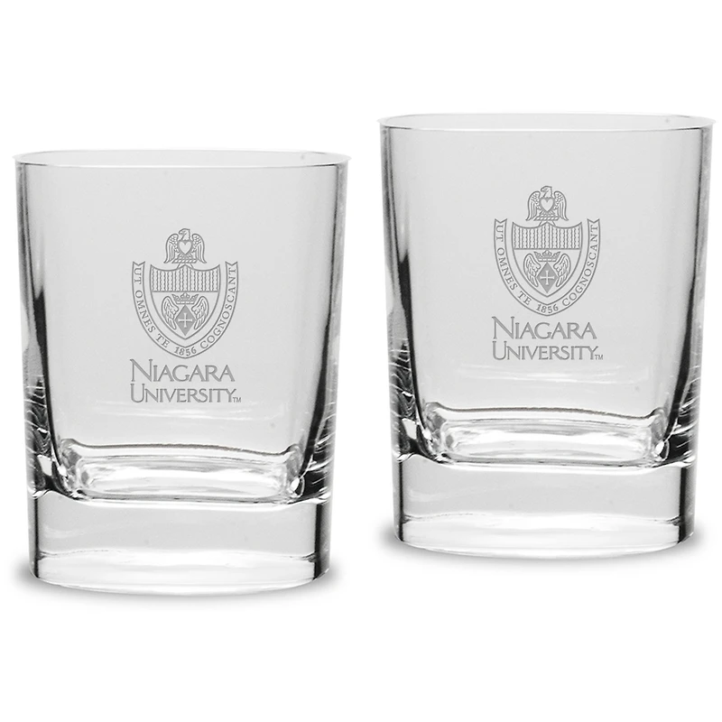 Niagara University Purple Eagles 11.75oz. Square Double Old Fashioned Glass Set