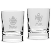 Niagara University Purple Eagles 11.75oz. Square Double Old Fashioned Glass Set