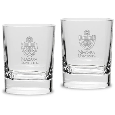 Niagara University Purple Eagles 11.75oz. Square Double Old Fashioned Glass Set
