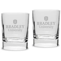 Bradley Braves 11.75oz. Square Double Old Fashioned Glass Set