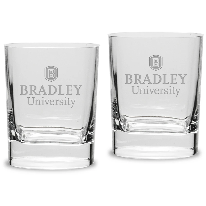 Bradley Braves 11.75oz. Square Double Old Fashioned Glass Set