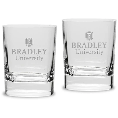 Bradley Braves 11.75oz. Square Double Old Fashioned Glass Set