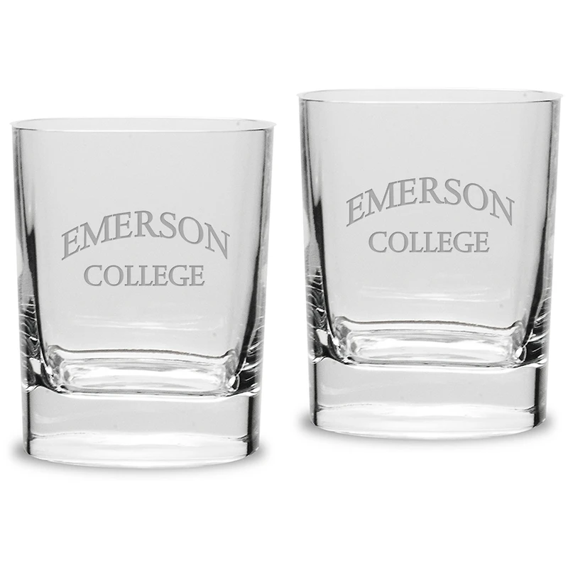 Emerson College Lions 11.75oz. Square Double Old Fashioned Glass Set