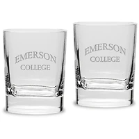 Emerson College Lions 11.75oz. Square Double Old Fashioned Glass Set