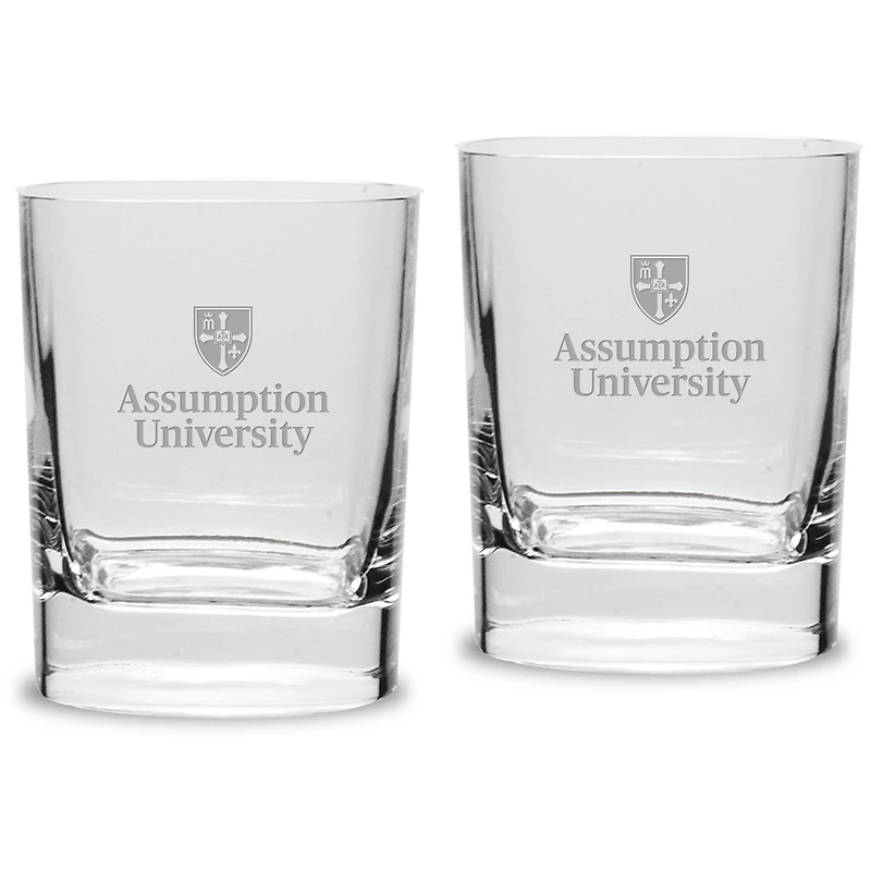 Assumption Greyhounds 11.75oz. Square Double Old Fashioned Glass Set
