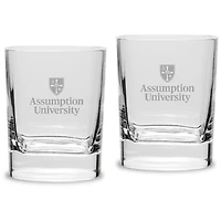 Assumption Greyhounds 11.75oz. Square Double Old Fashioned Glass Set