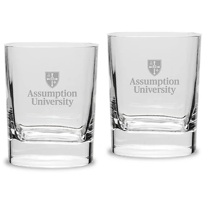 Assumption Greyhounds 11.75oz. Square Double Old Fashioned Glass Set