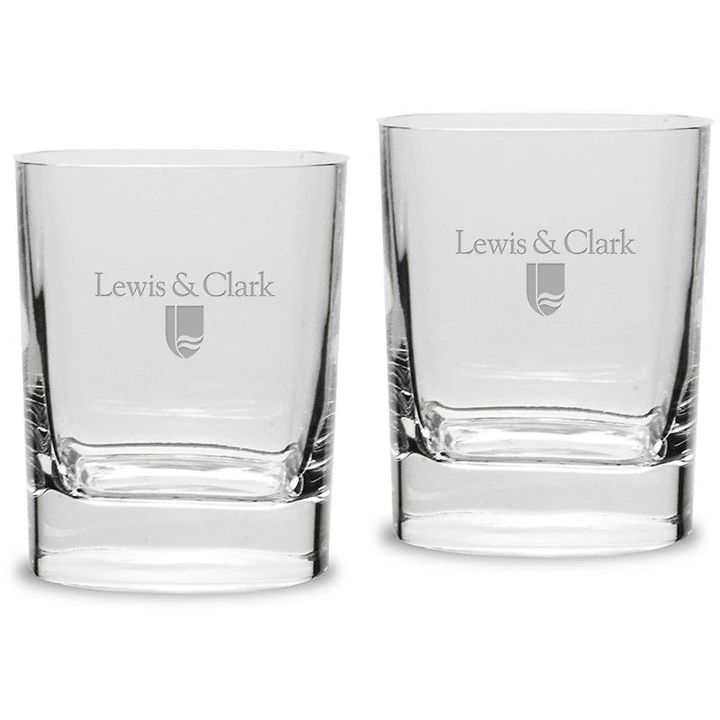 Lewis & Clark College Pioneers 11.75oz. Square Double Old Fashioned Glass Set