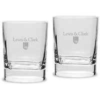 Lewis & Clark College Pioneers 11.75oz. Square Double Old Fashioned Glass Set