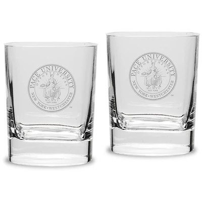 Pace University Setters 11.75oz. Square Double Old Fashioned Glass Set