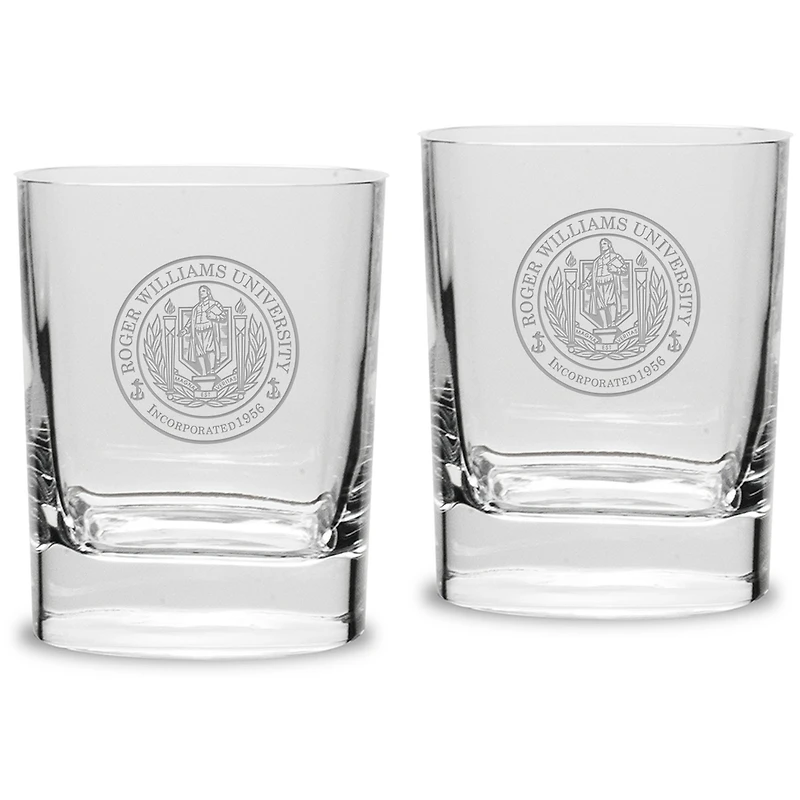 Roger Williams University 11.75oz. Square Double Old Fashioned Glass Set