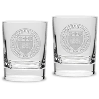 Wellesley Blue Team 11.75oz. Square Double Old Fashioned Glass Set