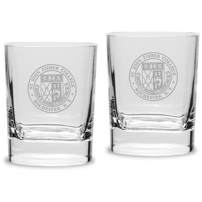 St John Fisher Cardinals 11.75oz. Square Double Old Fashioned Glass Set