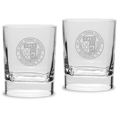 St John Fisher Cardinals 11.75oz. Square Double Old Fashioned Glass Set