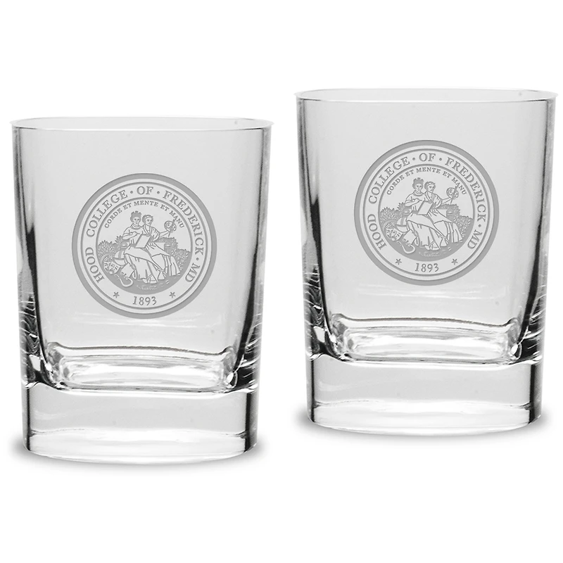 Hood College Blazers 11.75oz. Square Double Old Fashioned Glass Set
