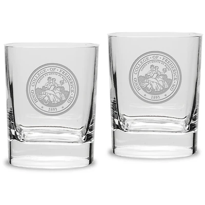 Hood College Blazers 11.75oz. Square Double Old Fashioned Glass Set