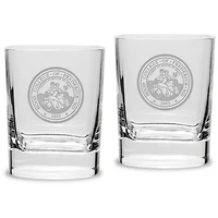 Hood College Blazers 11.75oz. Square Double Old Fashioned Glass Set