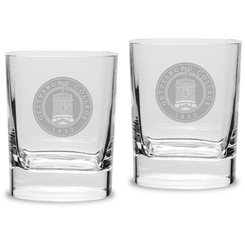 Gettysburg Bullets 11.75oz. Square Double Old Fashioned Glass Set