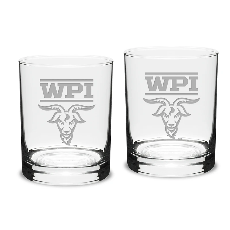 Worcester Polytechnic Institute Engineers 14oz. 2-Piece Classic Double Old-Fashioned Glass Set