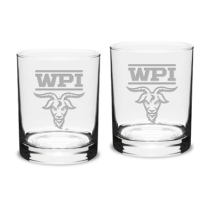 Worcester Polytechnic Institute Engineers 14oz. 2-Piece Classic Double Old-Fashioned Glass Set