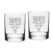 Worcester Polytechnic Institute Engineers 14oz. 2-Piece Classic Double Old-Fashioned Glass Set