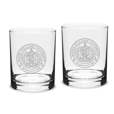 Roger Williams University 14oz. 2-Piece Classic Double Old-Fashioned Glass Set