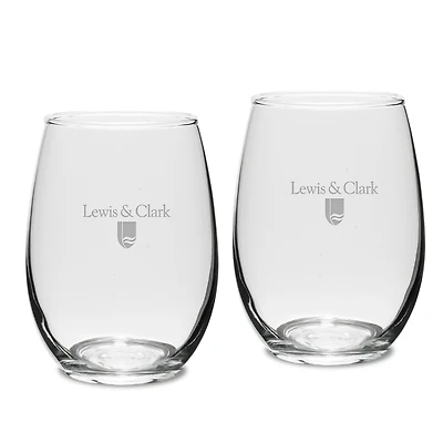Lewis & Clark College Pioneers 15oz. 2-Piece Stemless Wine Glass Set
