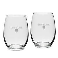 Lewis & Clark College Pioneers 15oz. 2-Piece Stemless Wine Glass Set