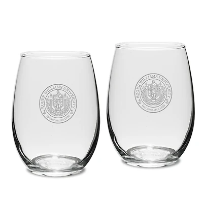 Roger Williams University 15oz. 2-Piece Stemless Wine Glass Set