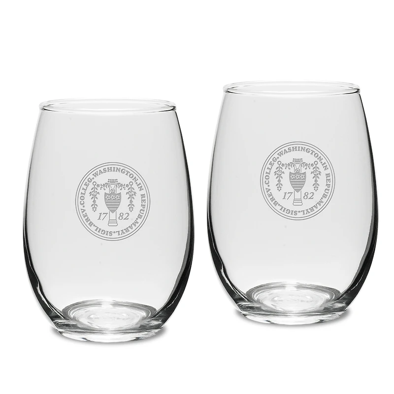 Washington College Shoremen 15oz. 2-Piece Stemless Wine Glass Set