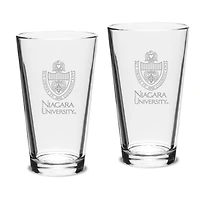 Niagara University Purple Eagles 16oz. 2-Piece Classic Pub Glass Set