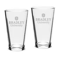 Bradley Braves 16oz. 2-Piece Classic Pub Glass Set