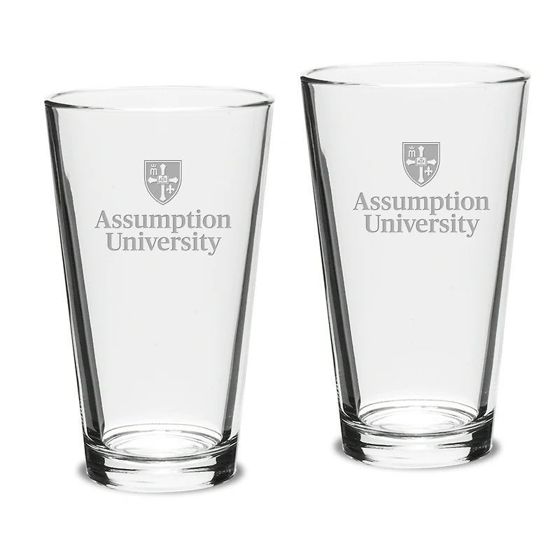 Assumption Greyhounds 16oz. 2-Piece Classic Pub Glass Set