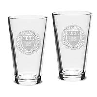 Wellesley Blue 16oz. 2-Piece Logo Classic Pub Glass Set
