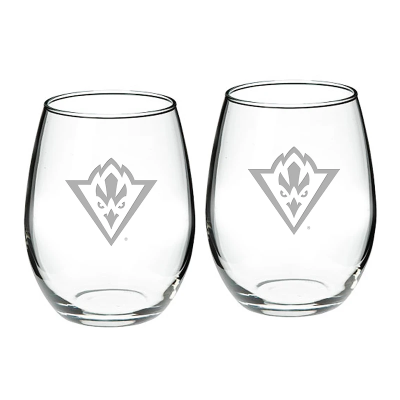 UNC Wilmington Seahawks 21oz. 2-Piece Stemless Wine Glass Set