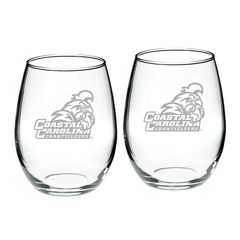 Coastal Carolina Chanticleers 21oz. 2-Piece Stemless Wine Glass Set