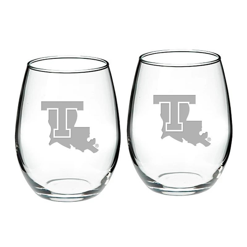 Louisiana Tech Bulldogs 21oz. 2-Piece Stemless Wine Glass Set