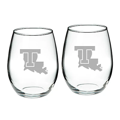 Louisiana Tech Bulldogs 21oz. 2-Piece Stemless Wine Glass Set