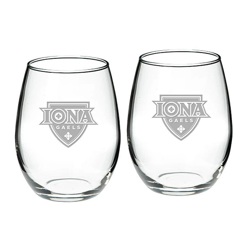 Iona University Gaels 21oz. 2-Piece Stemless Wine Glass Set