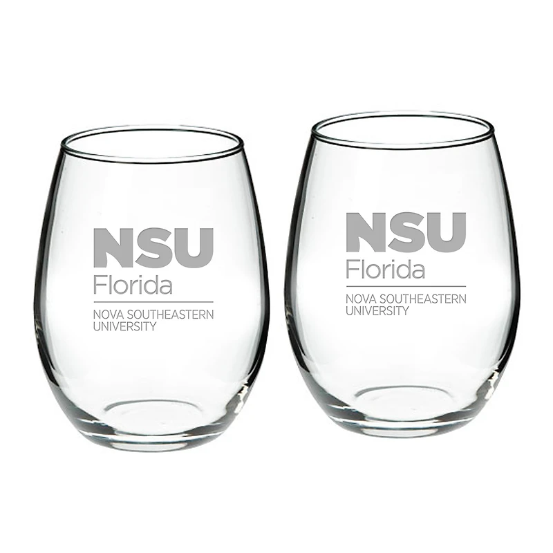 Nova Southeastern Sharks 21oz. 2-Piece Stemless Wine Glass Set