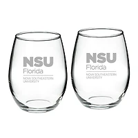 Nova Southeastern Sharks 21oz. 2-Piece Stemless Wine Glass Set