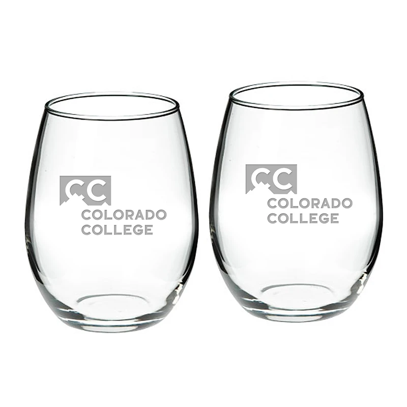Colorado College Tigers 21oz. 2-Piece Stemless Wine Glass Set