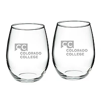 Colorado College Tigers 21oz. 2-Piece Stemless Wine Glass Set