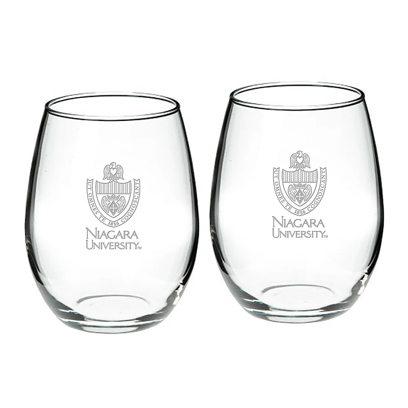 Niagara University Purple Eagles 21oz. 2-Piece Stemless Wine Glass Set