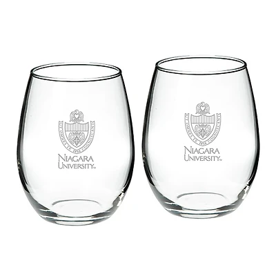 Niagara University Purple Eagles 21oz. 2-Piece Stemless Wine Glass Set