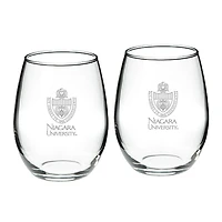 Niagara University Purple Eagles 21oz. 2-Piece Stemless Wine Glass Set