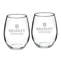 Bradley Braves 21oz. 2-Piece Stemless Wine Glass Set
