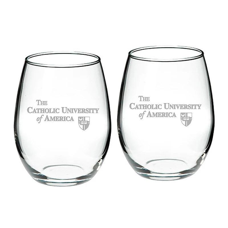 Catholic University Cardinals 21oz. 2-Piece Stemless Wine Glass Set