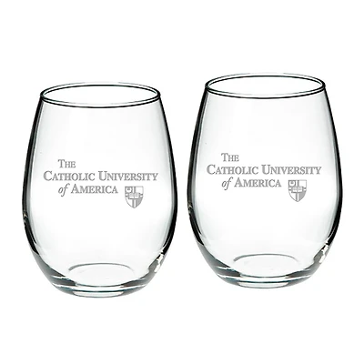 Catholic University Cardinals 21oz. 2-Piece Stemless Wine Glass Set
