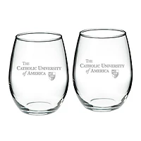 Catholic University Cardinals 21oz. 2-Piece Stemless Wine Glass Set